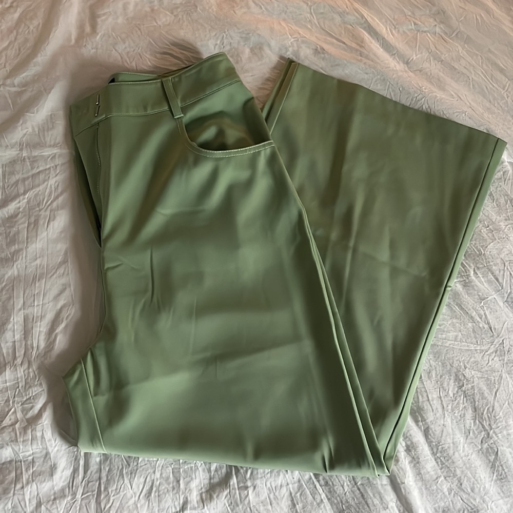 Silk mint green trousers